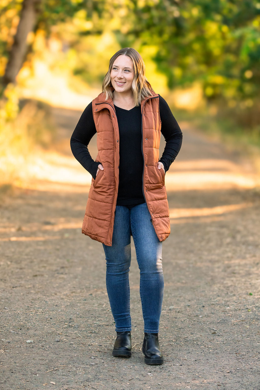 Harlow Long Vest - Cinnamon