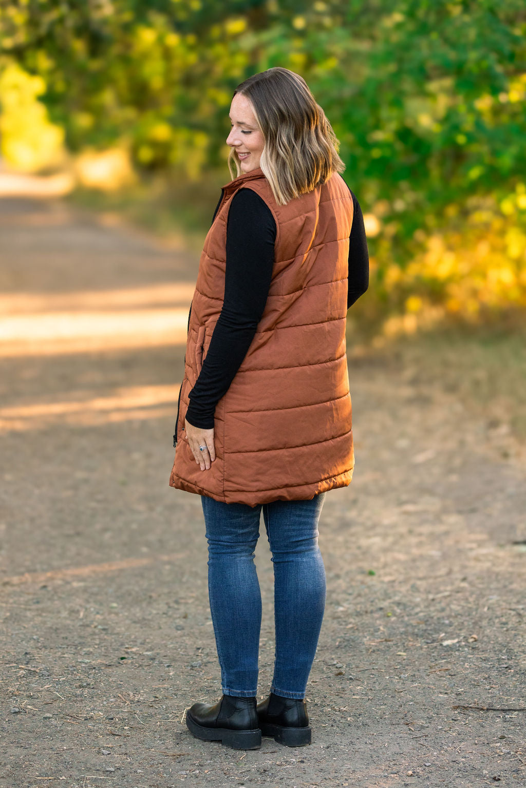 Harlow Long Vest - Cinnamon