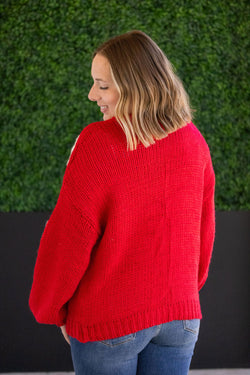 Snowflake Cardigan - Red