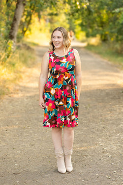 Kelsey Tank Dress - Bold Magenta Floral