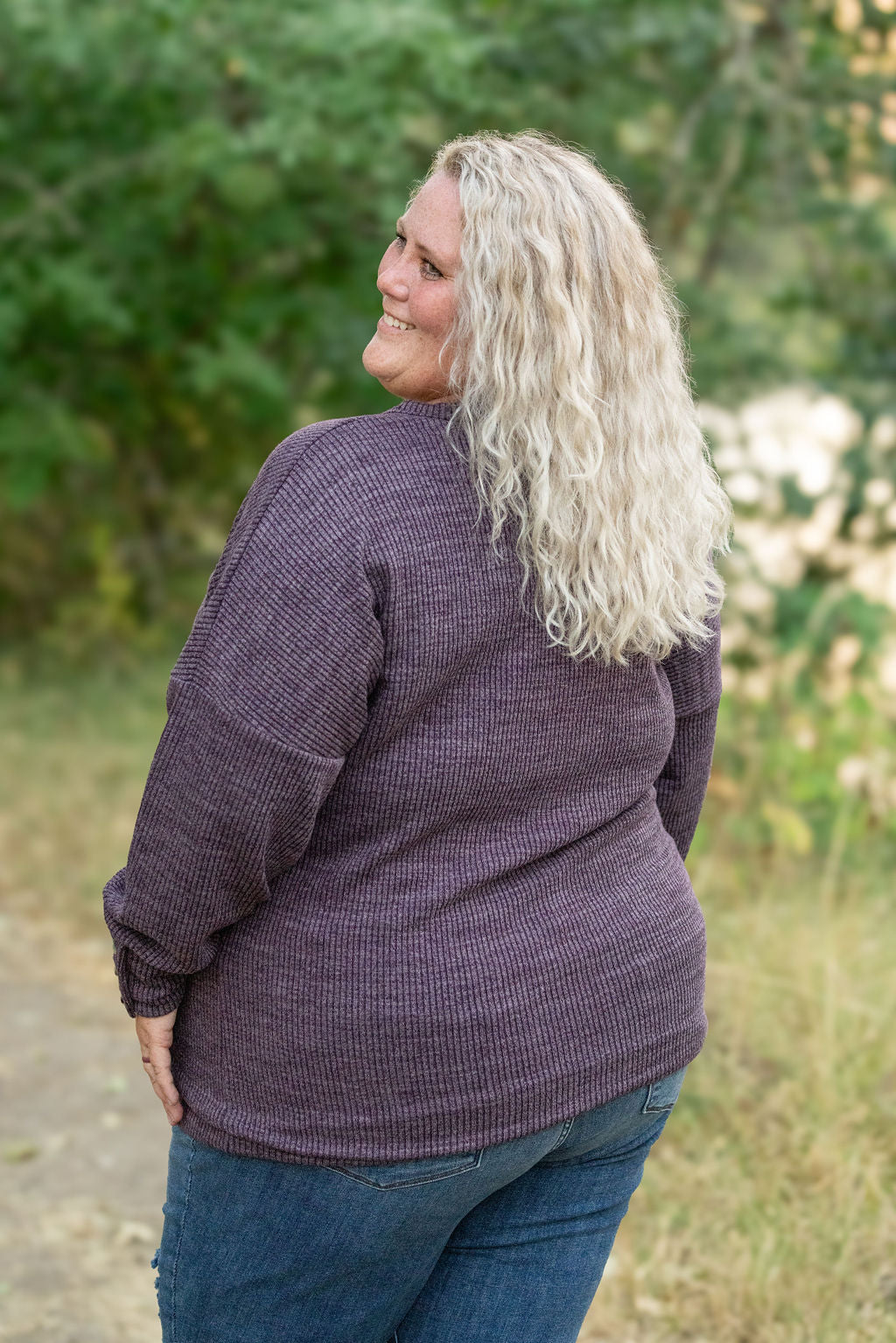 Brittney Button Sweater - Purple | Women's Long Sleeve