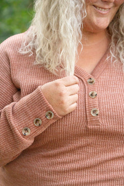 Brittney Button Sweater - Terra Cotta | Women's Long Sleeve