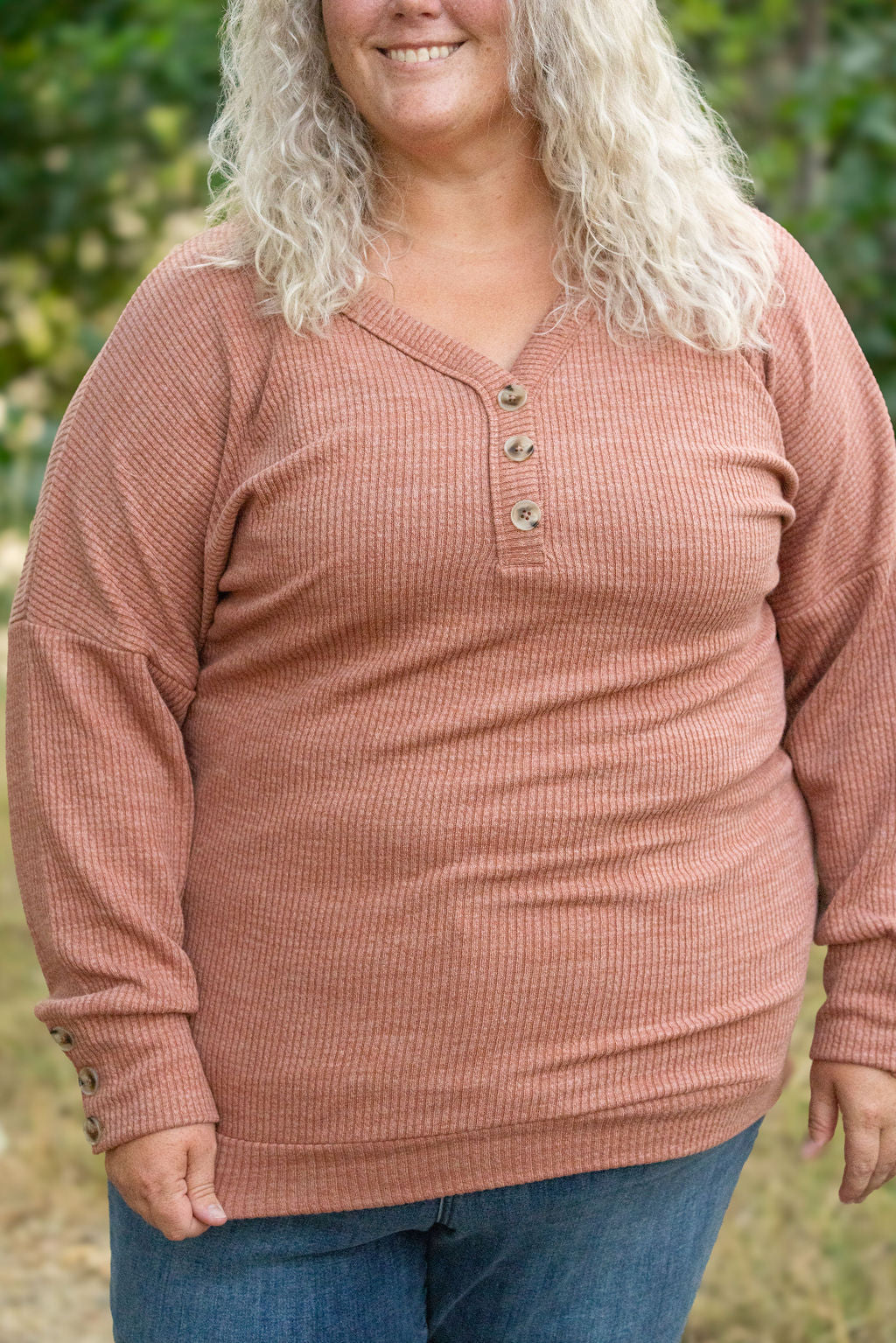 Brittney Button Sweater - Terra Cotta | Women's Long Sleeve