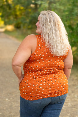 Luxe Crew Tank - Micro Rust Floral