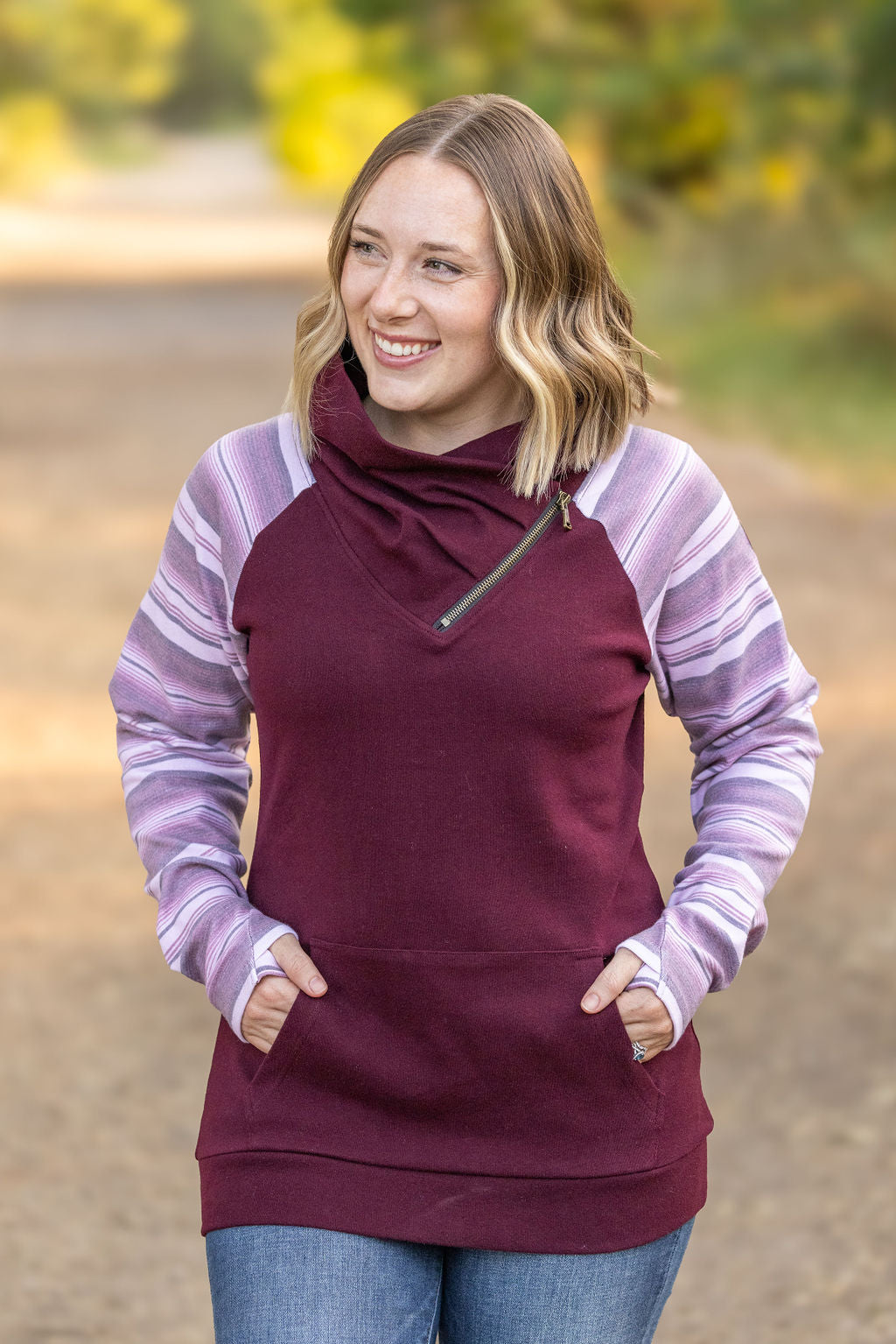 Classic Zoey ZipCowl Sweatshirt - Berry Serape