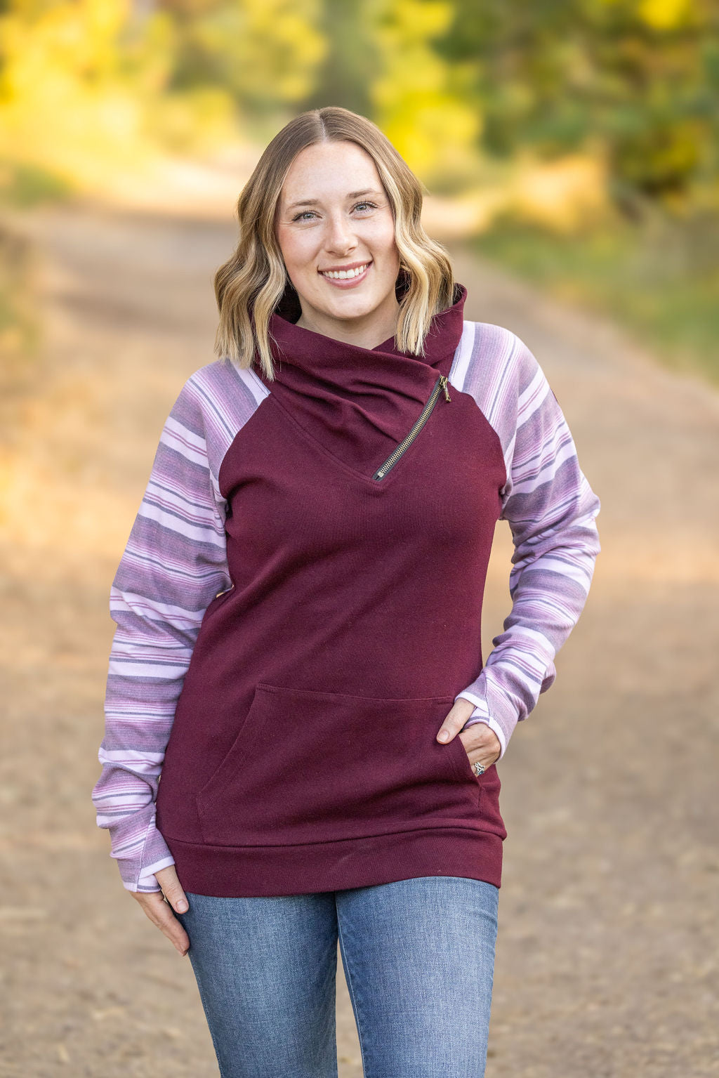 Classic Zoey ZipCowl Sweatshirt - Berry Serape