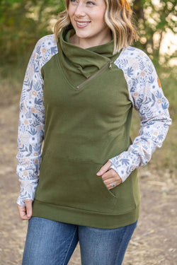 Zoey ZipCowl - Olive and Boho Floral