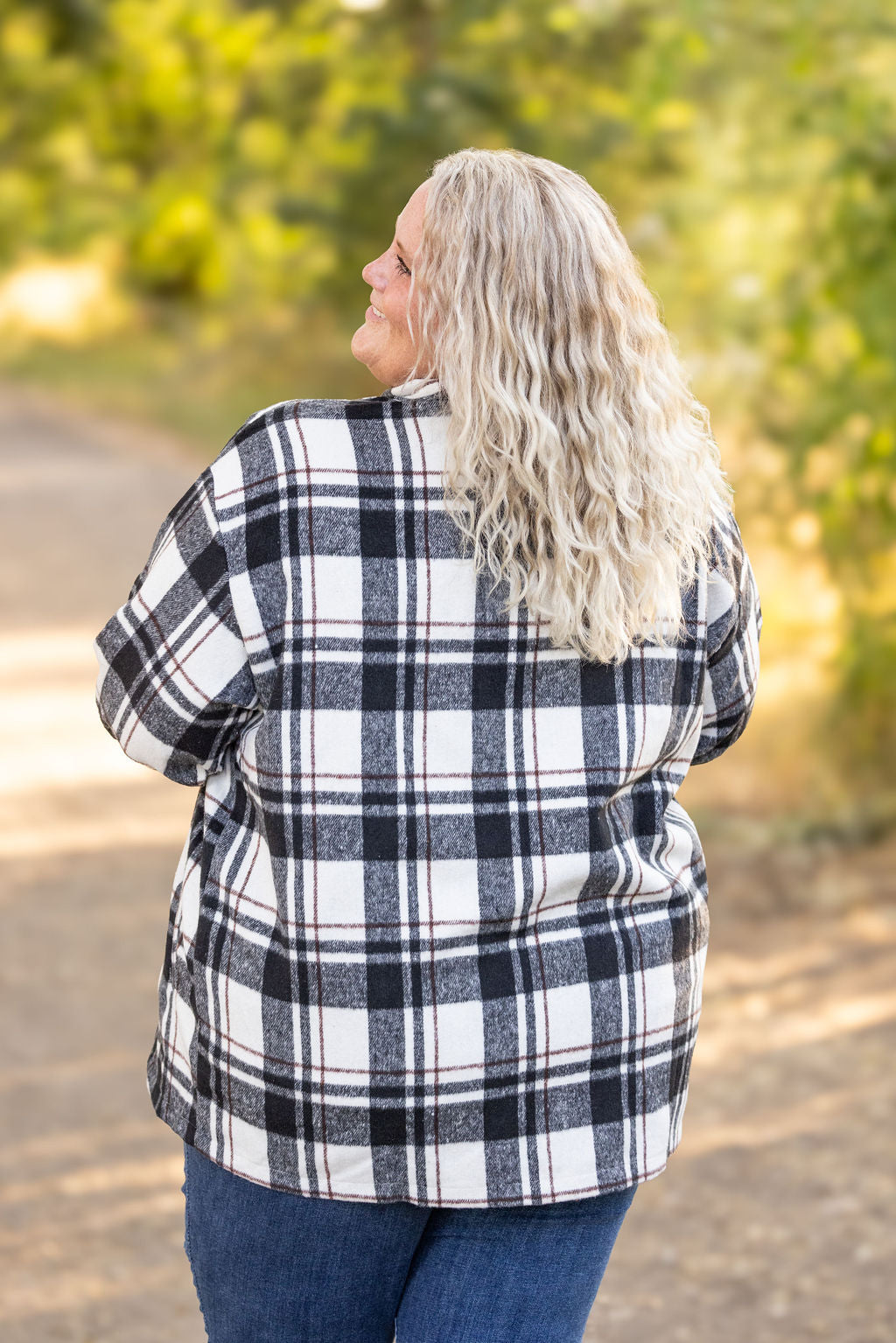 Norah Plaid Shacket - Ivory and Black