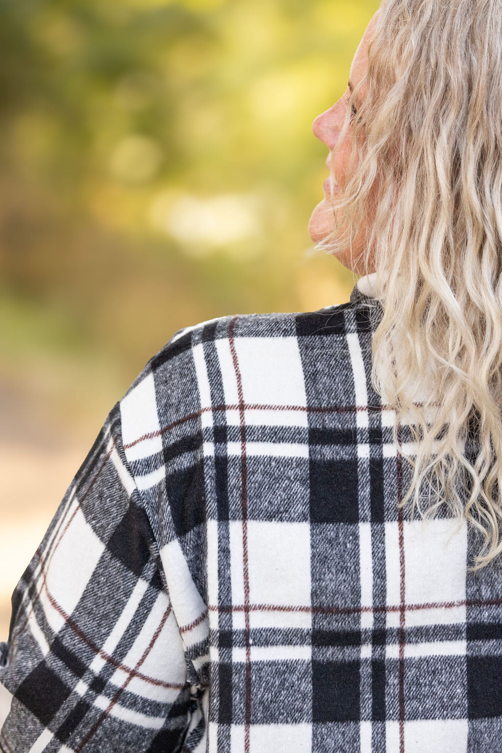 Norah Plaid Shacket - White and Black