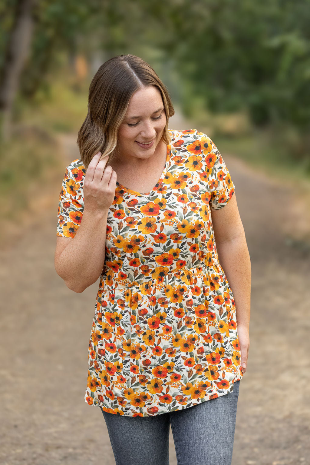 Sarah Ruffle Short Sleeve - Fall Floral