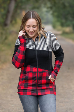 Colorblock Fullzip - Plaid and Stripes