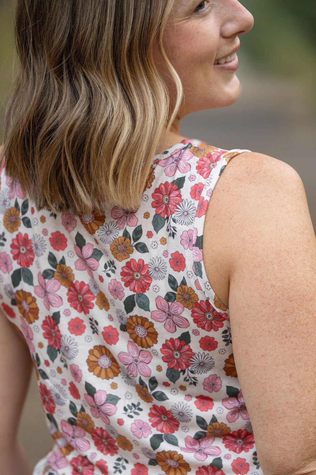 Renee Ruffle Tank - Fall Boho Floral