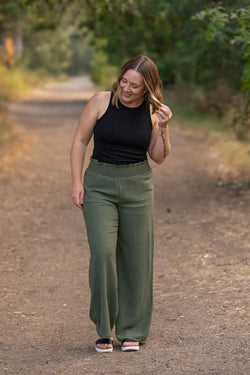 Presley Palazzo Pants - Olive | Women's Wide-Leg Pants