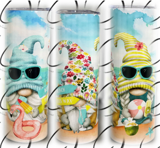 PREORDER: Beach Gnomes UV Color Changing Skinny Tumbler