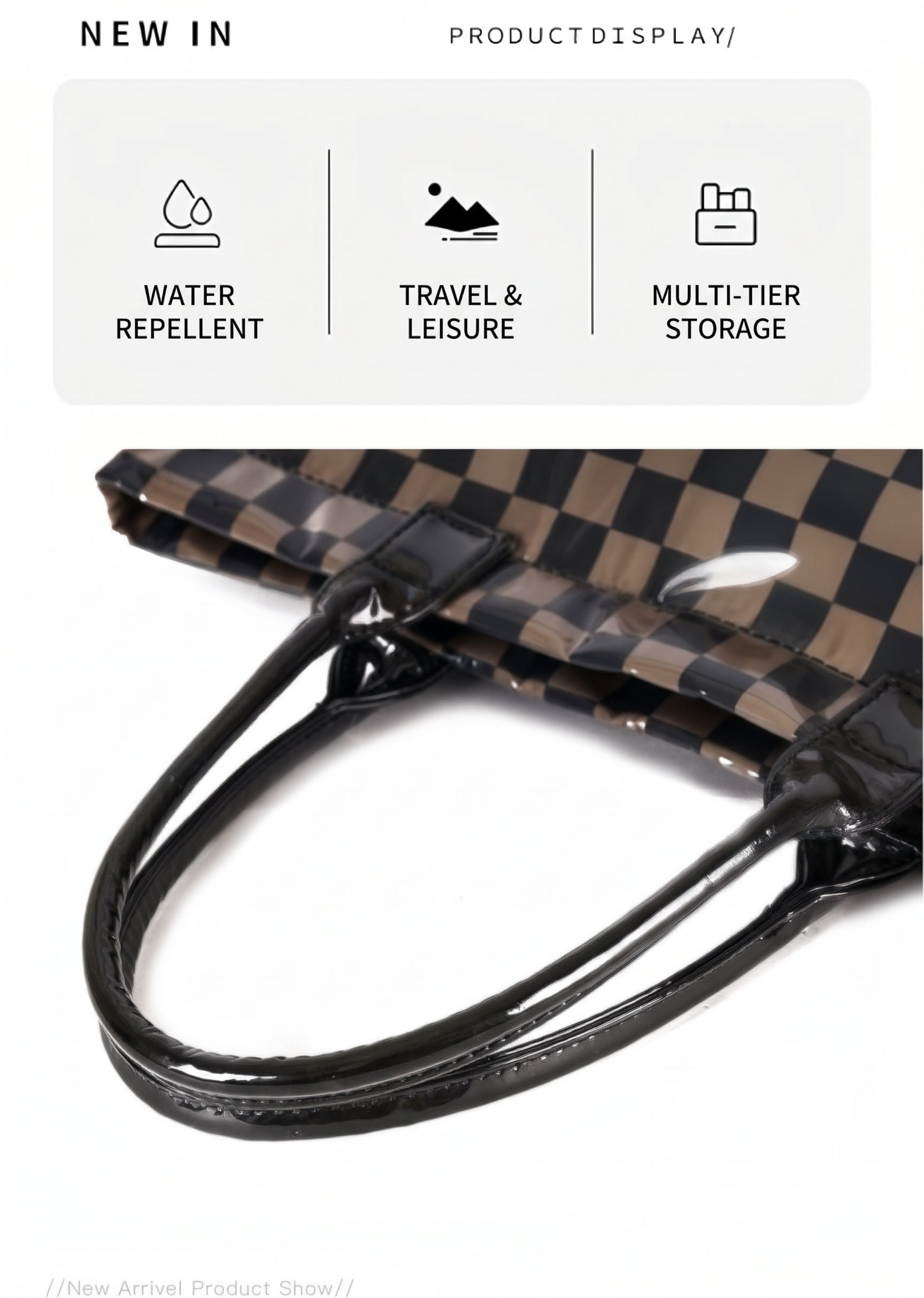 Charly Laminated Checkered Nylon Tote