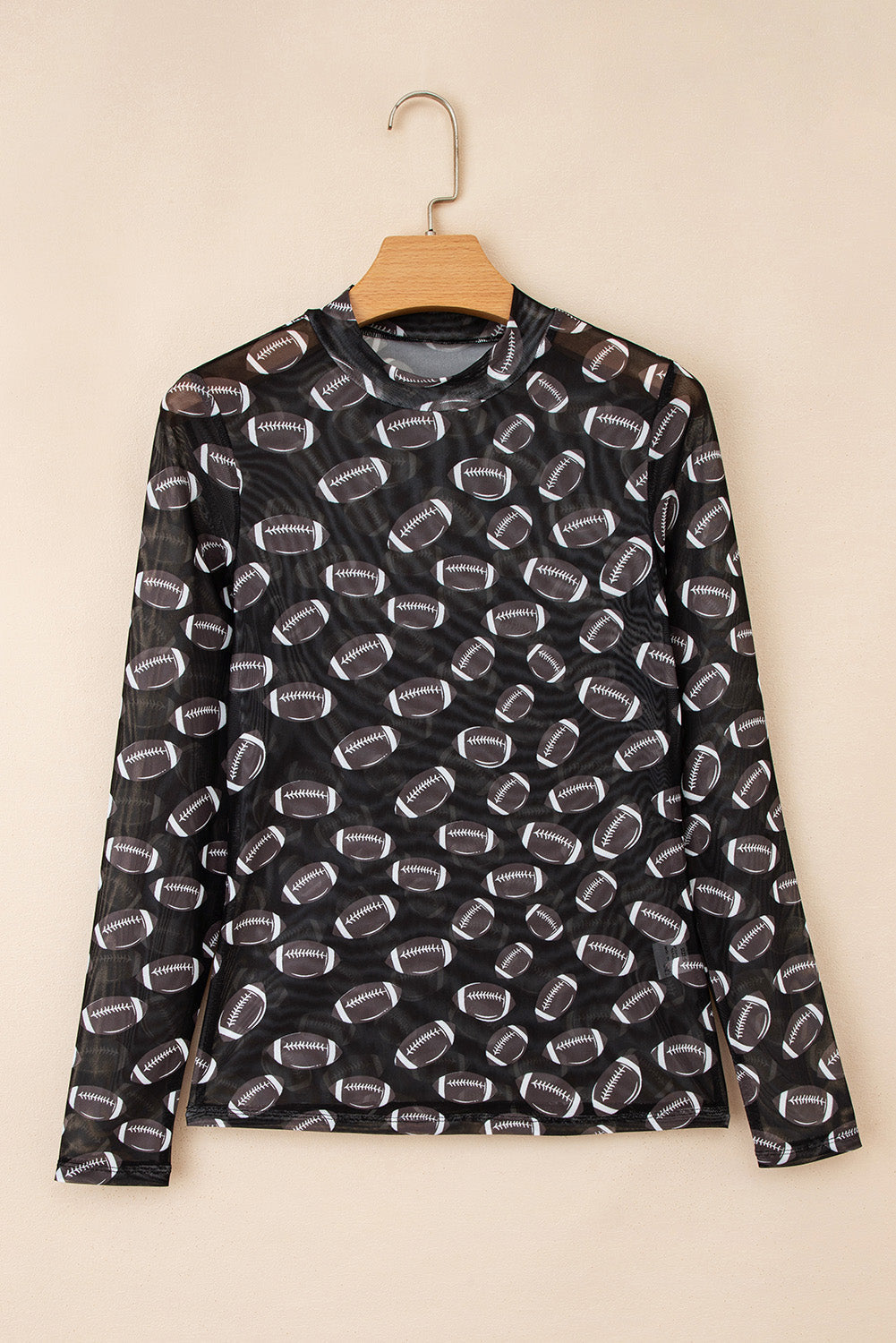 Game Day Football Sheer Mesh Long Sleeve Top