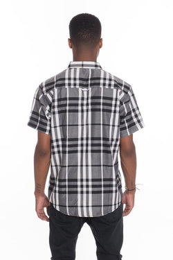 Weiv Men's Casual Short Sleeve Checker Shirts