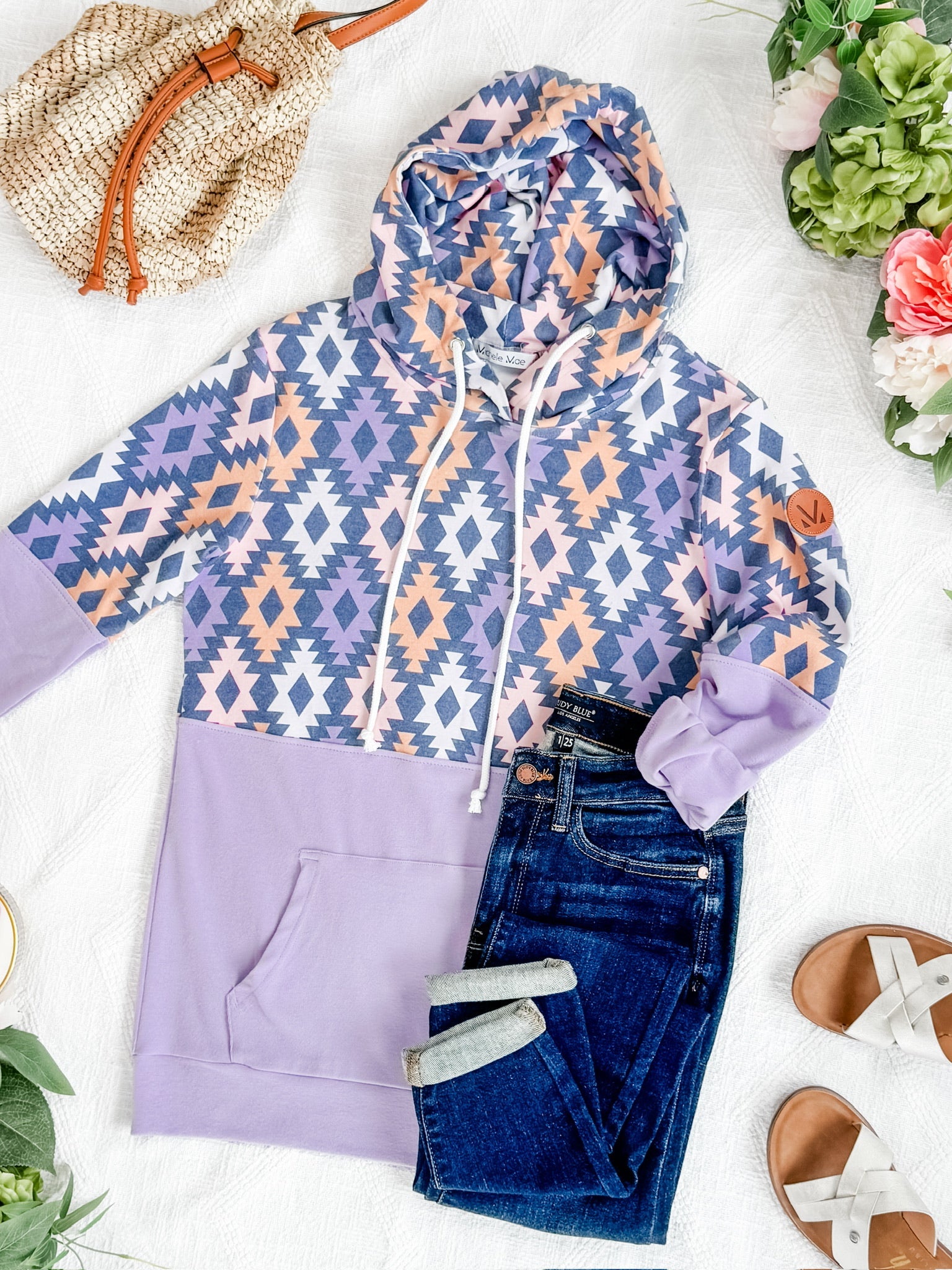 Hailey Pullover Hoodie - Lavender and Dark Geometric MM EXCLUSIVE