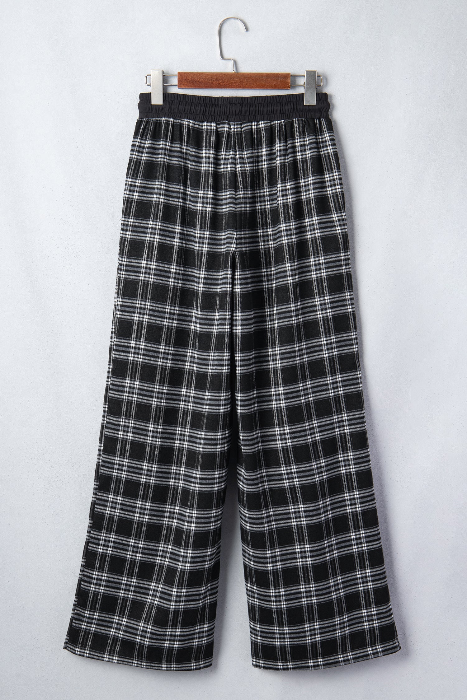 Plaid Frenchy Contrast Drawstring Waist Wide Leg Pants