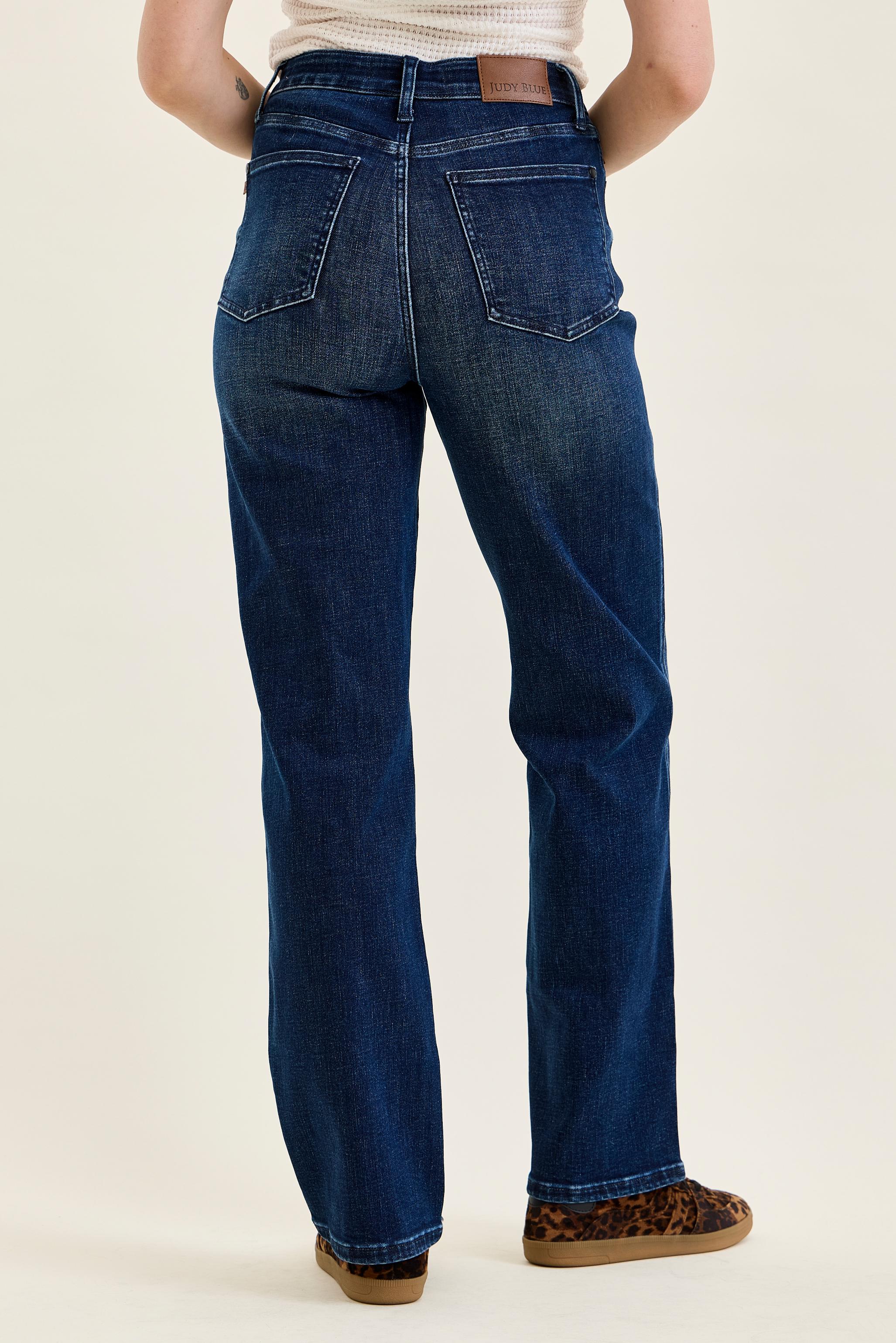 Linda High Waist Classic Straight Jean in Dark Midnight Blue
