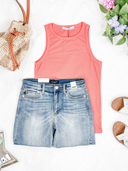 Tara Ribbed Tank - Coral