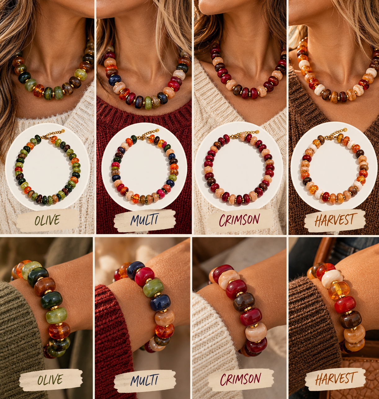 Fall Beaded Necklace & Bracelet WTW