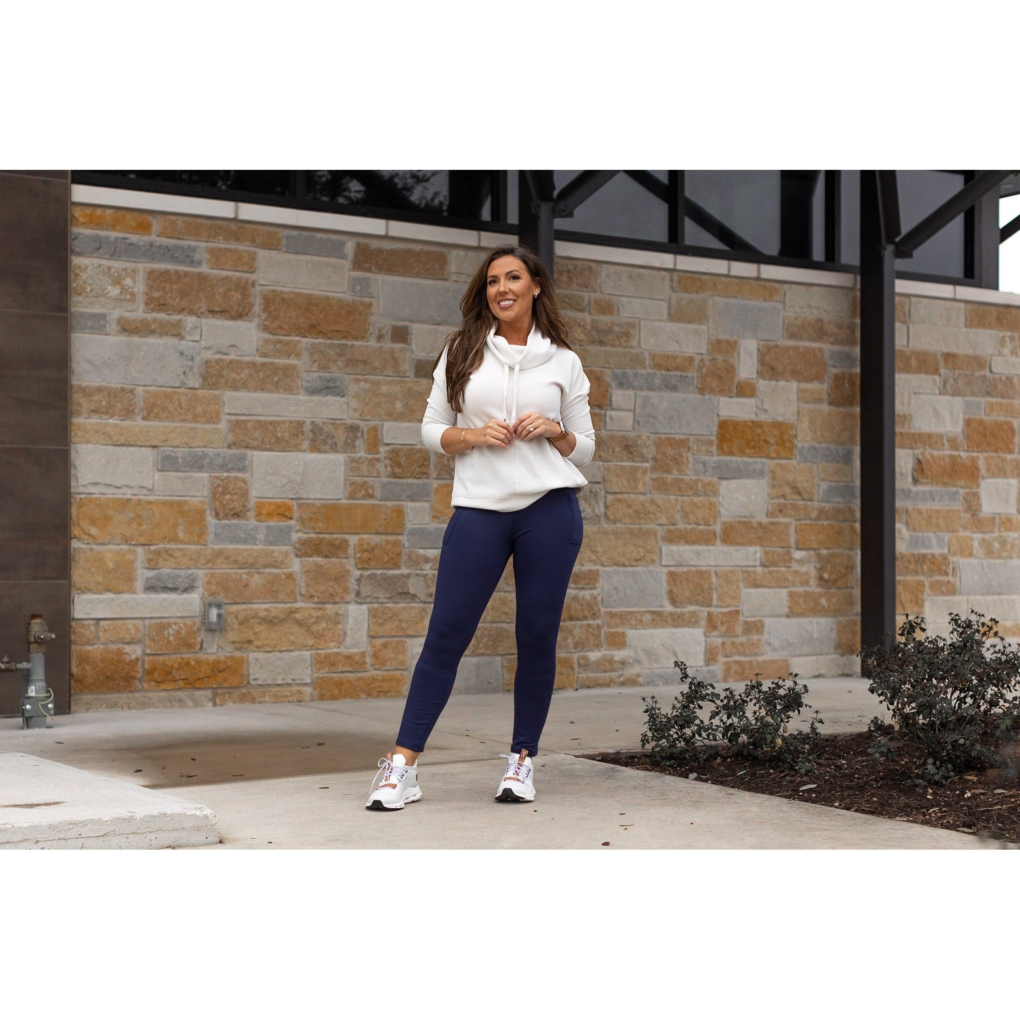 Ready to Ship | The Nicole - Navy FLEECE Full Length with Pocket Leggings