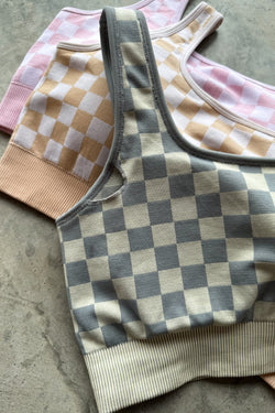 RTS: Checker Bra & Biker Short Set