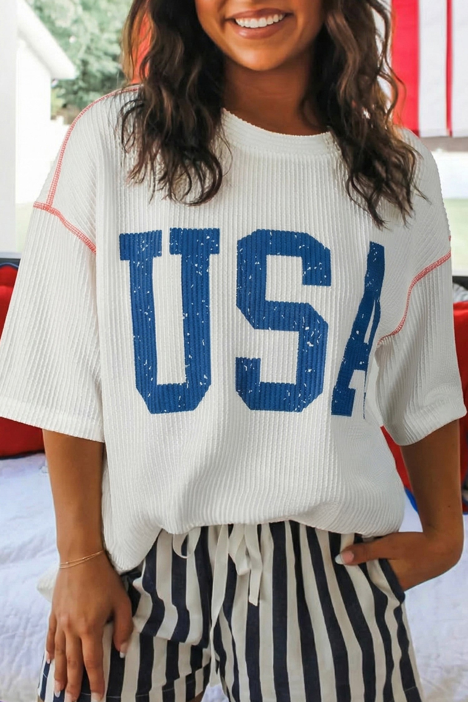 Red USA Ribbed Top WTW