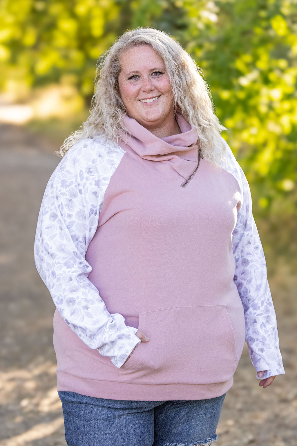 Zoey ZipCowl - Pink and Blush Floral