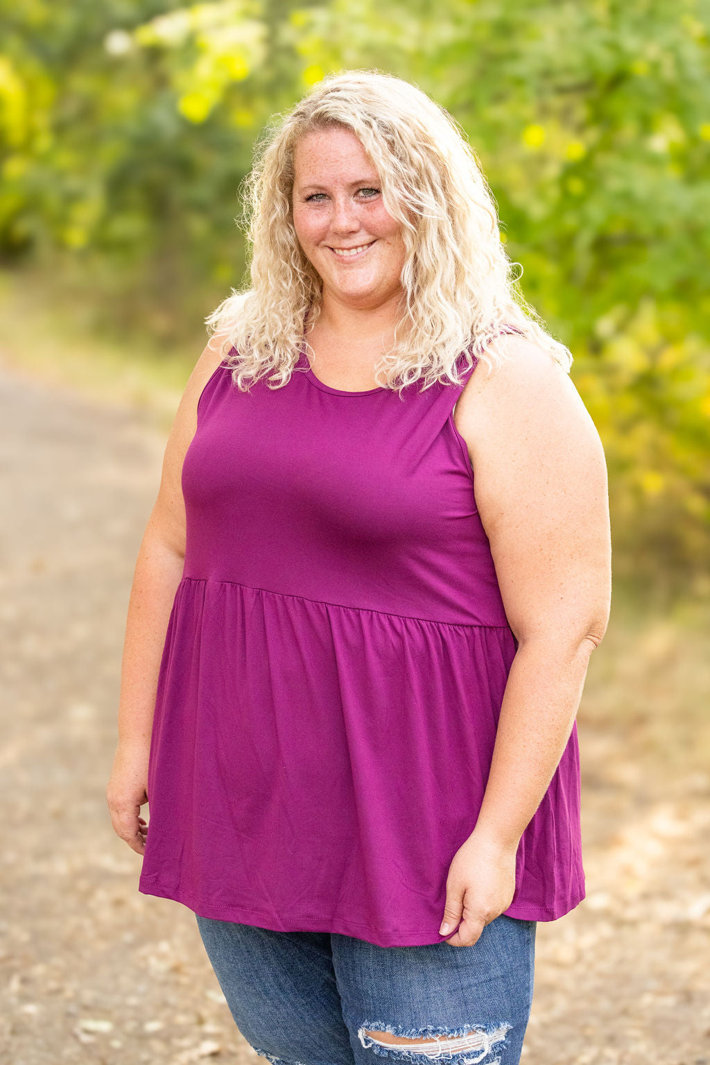 Renee Ruffle Tank - Dark Purple