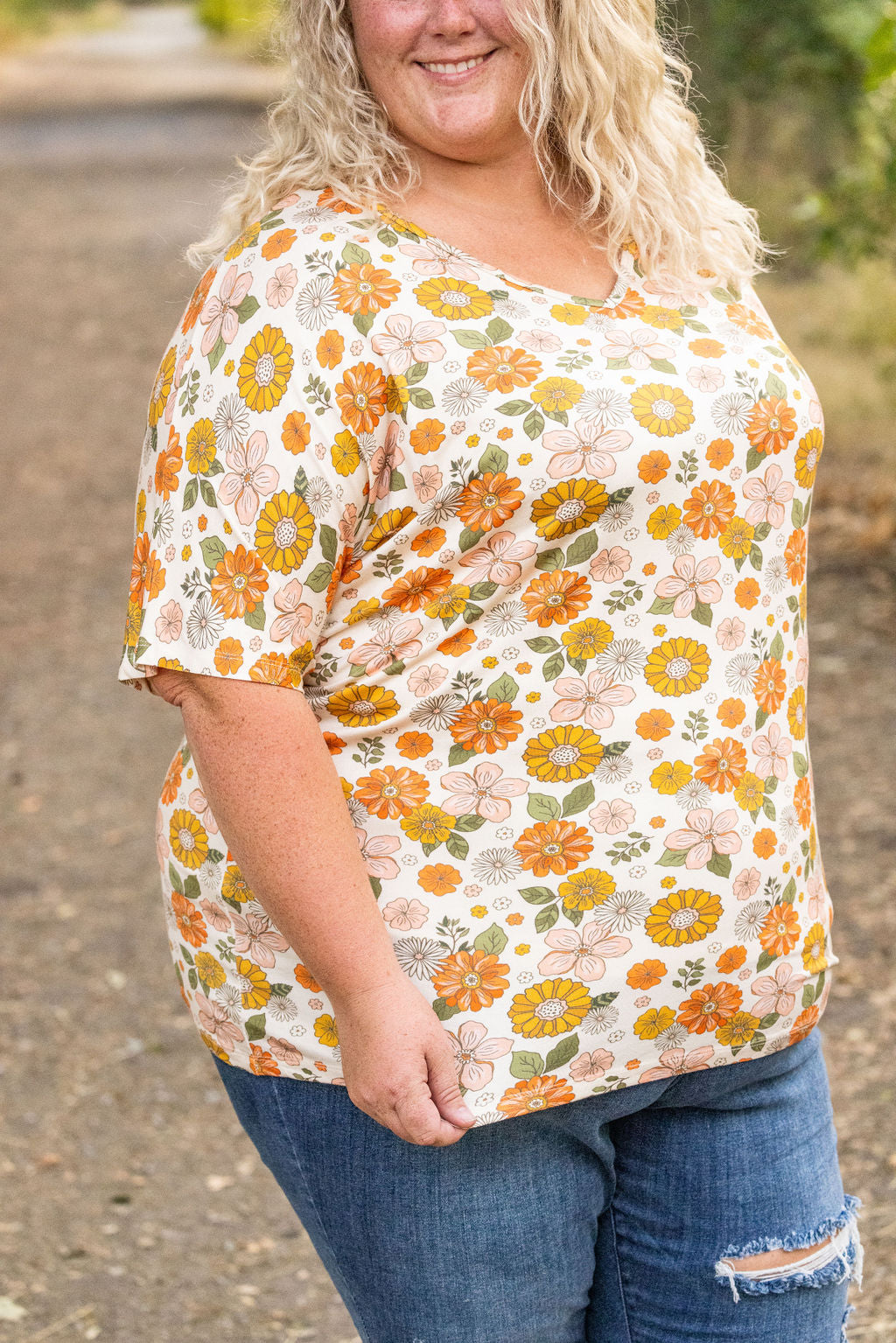 Chloe Cozy Tee - Fall Boho Floral