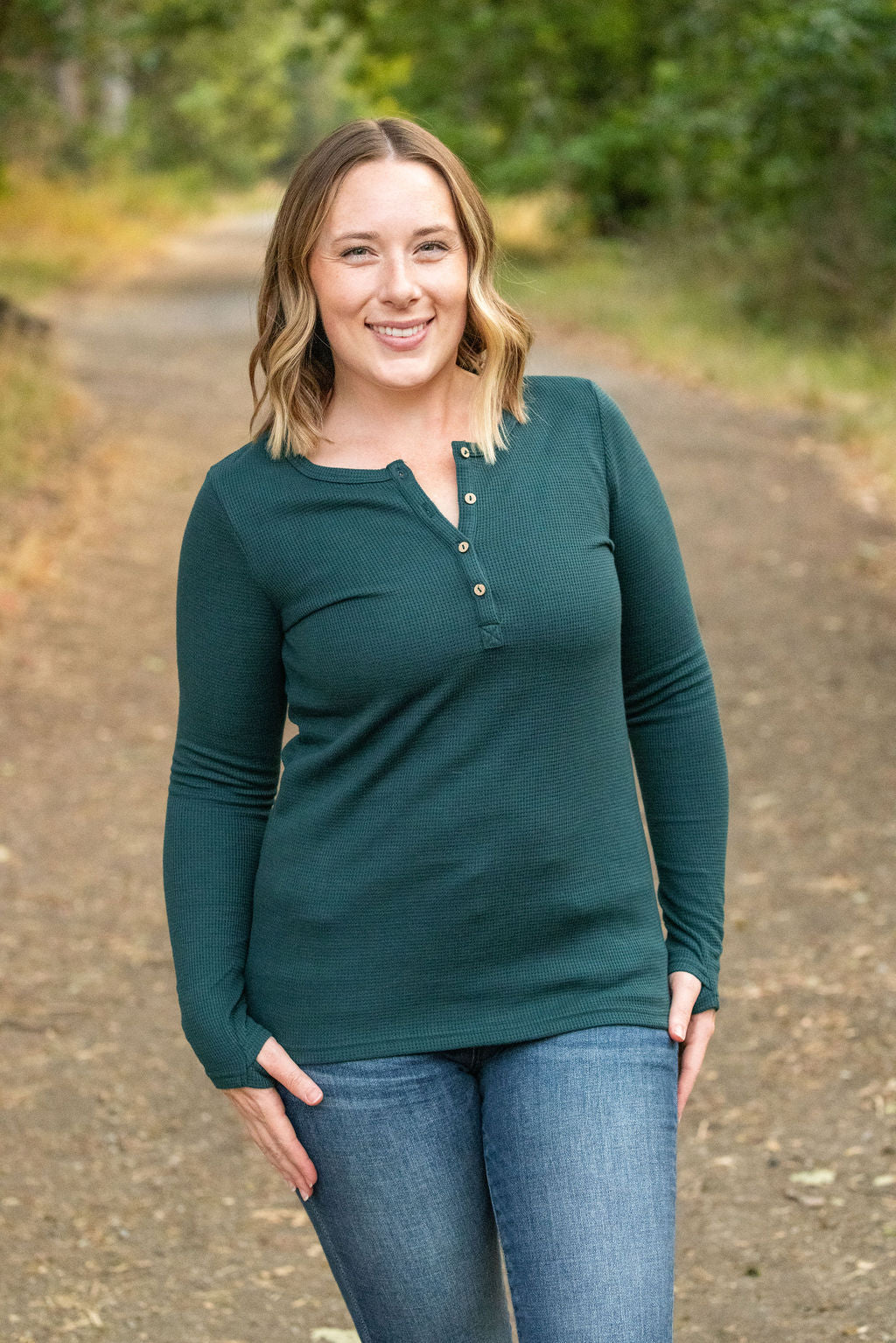 Harper Long Sleeve Henley - Evergreen | Women's Cozy Shirt