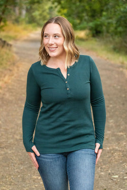 Harper Long Sleeve Henley - Evergreen | Women's Cozy Shirt