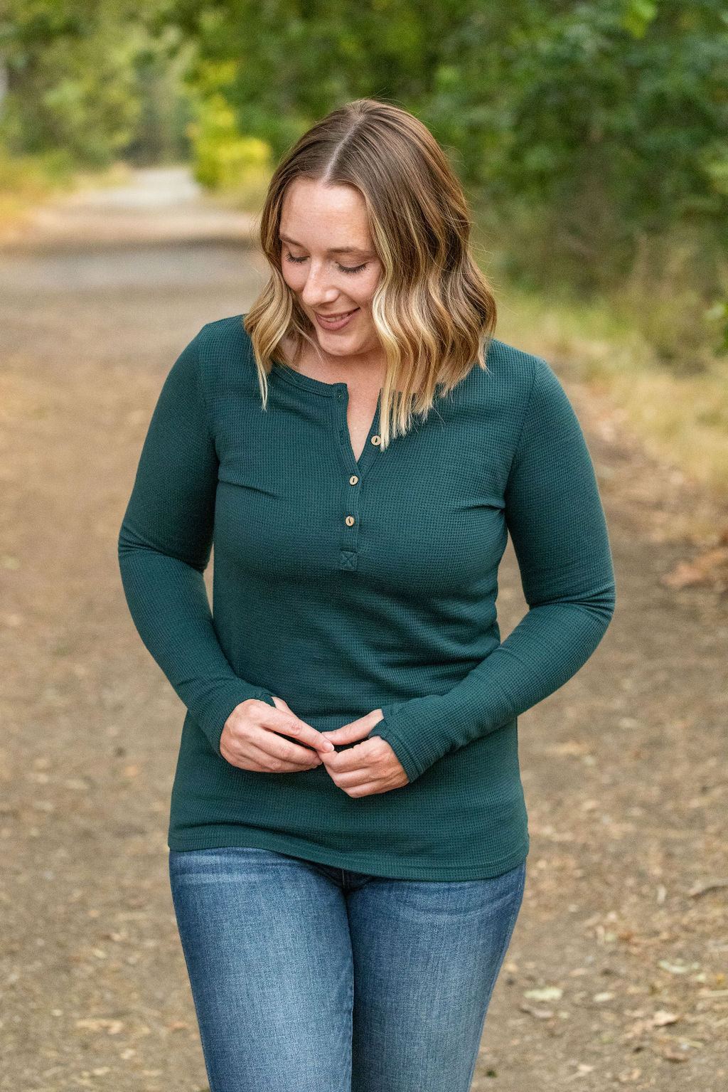 Harper Long Sleeve Henley - Evergreen | Women's Cozy Shirt