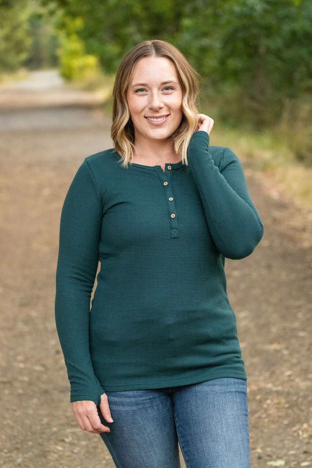 Harper Long Sleeve Henley - Evergreen | Women's Cozy Shirt