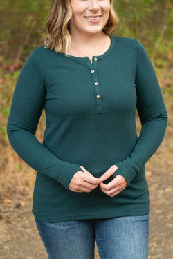 Harper Long Sleeve Henley - Evergreen | Women's Cozy Shirt