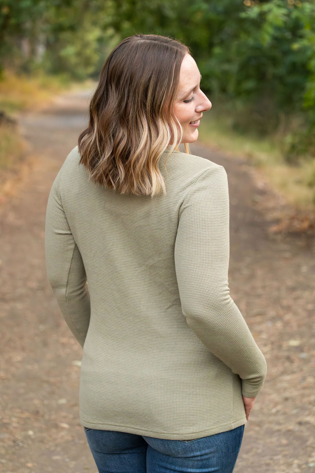 Harper Long Sleeve Henley - Olive | Women's Cozy Shirt