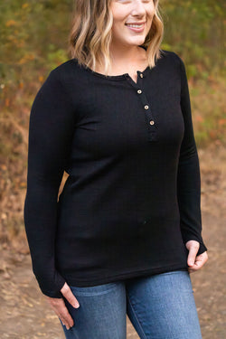 Harper Long Sleeve Henley - Black | Women's Cozy Shirt