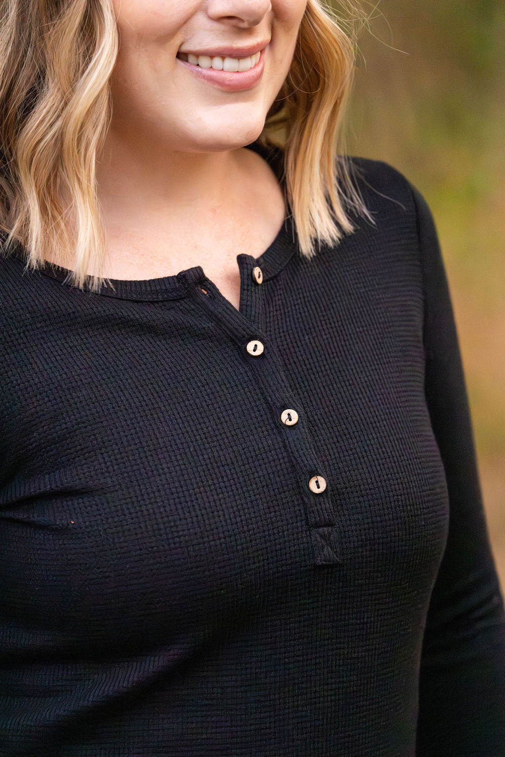 Harper Long Sleeve Henley - Black | Women's Cozy Shirt