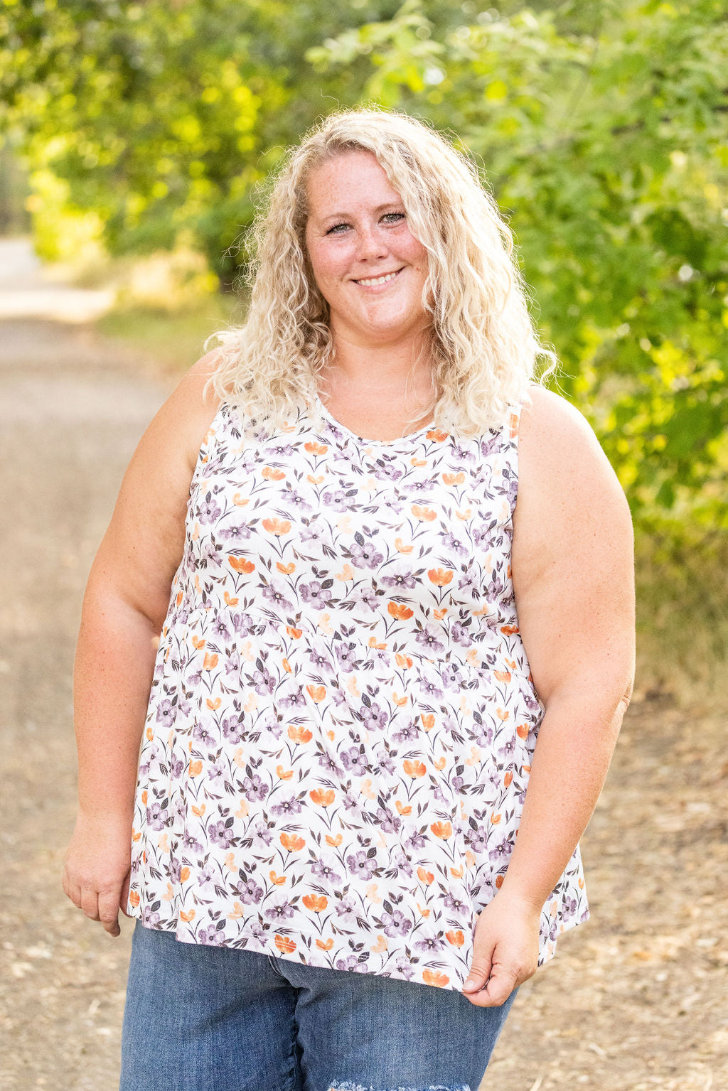 Renee Ruffle Tank - Harvest Floral