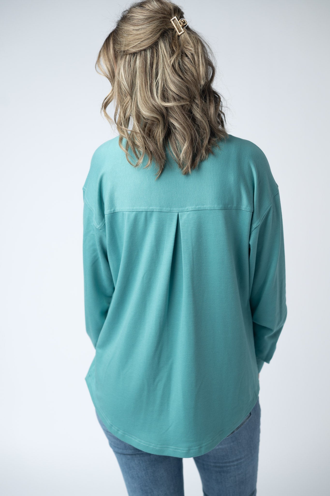 Brenna Button Down Top - Teal