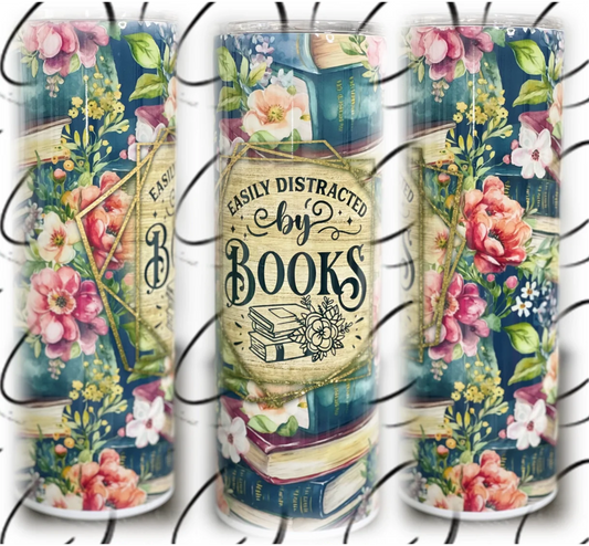 PREORDER: Easily Distracted by Books Skinny Tumbler