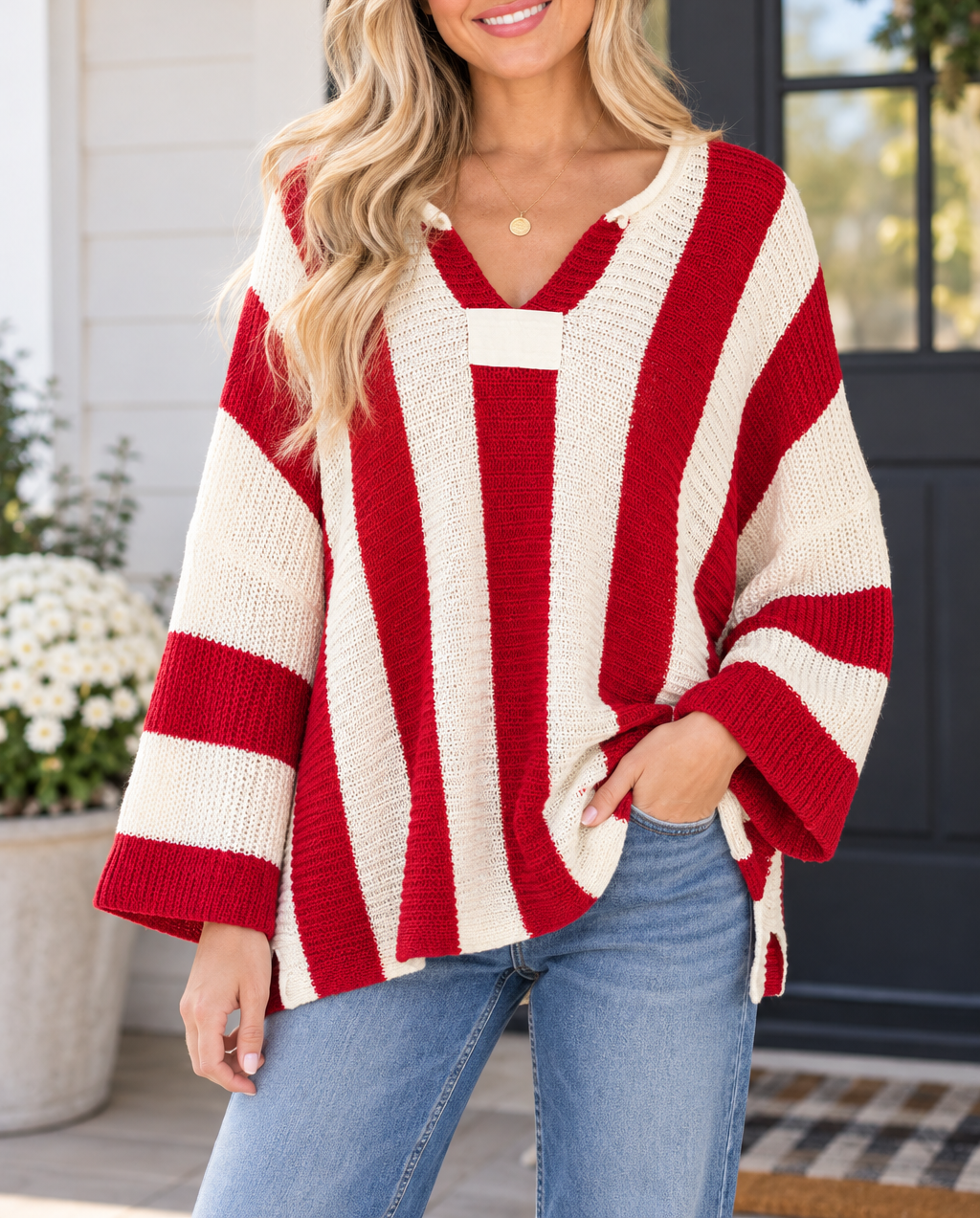 Stripe V Neck Sweater WTW