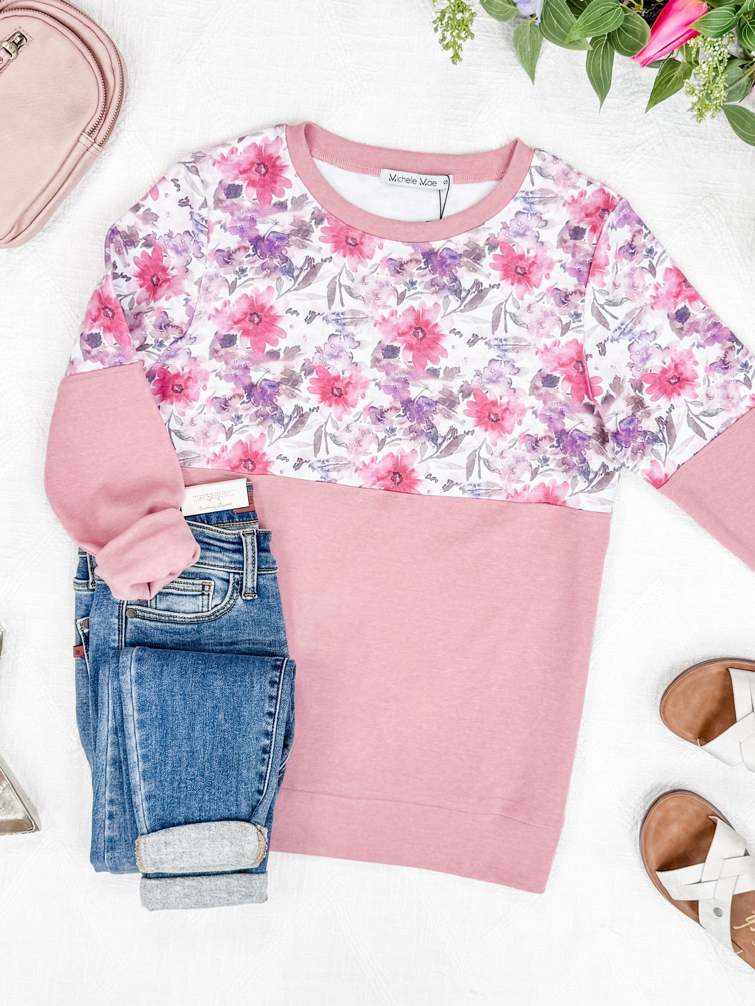 Natalie Pullover - Pink Floral Mix