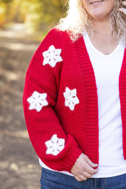 Snowflake Cardigan - Red