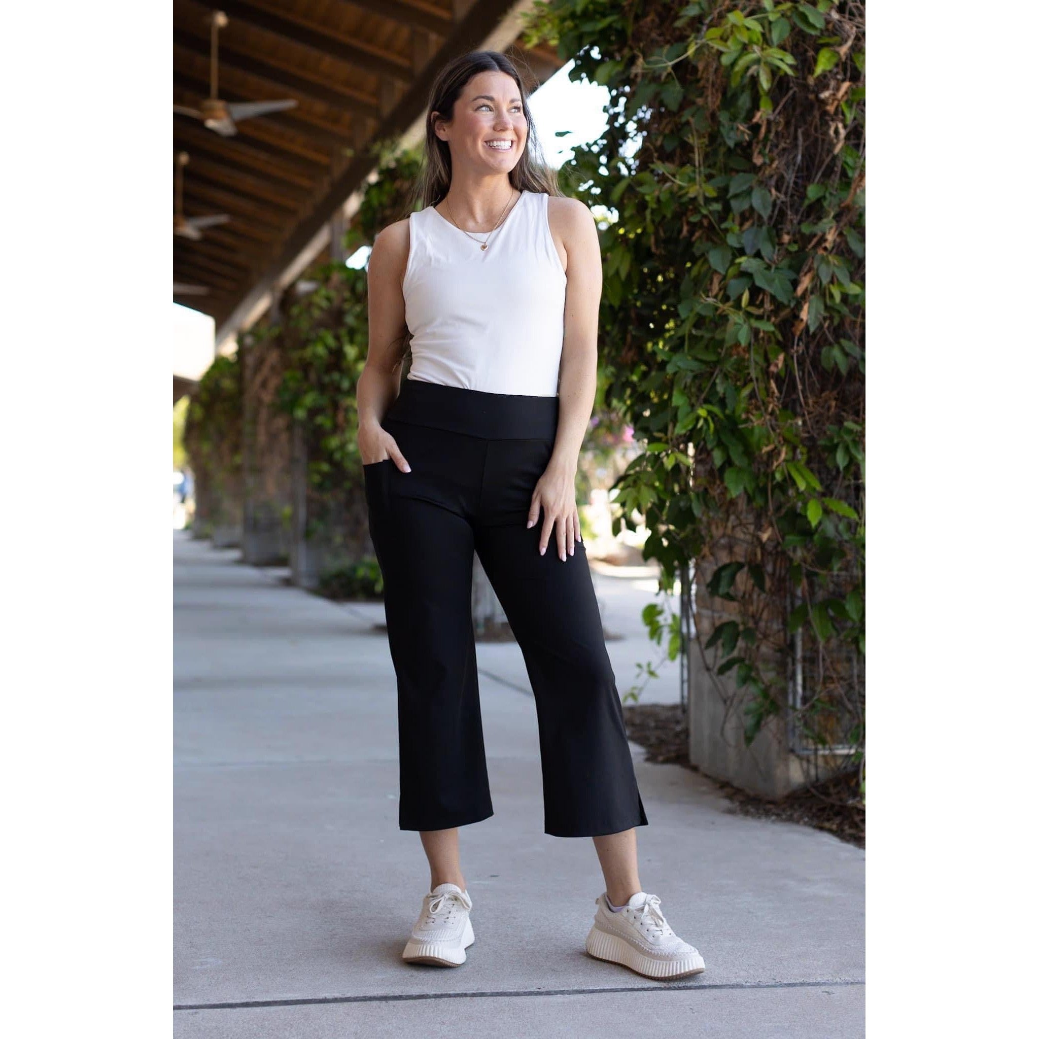 Ready to Ship | The Gabriella -Black  High Waisted Gaucho Pants