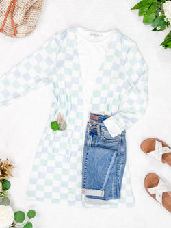 Classic Cardigan - Blue and Mint Checker MM EXCLUSIVE