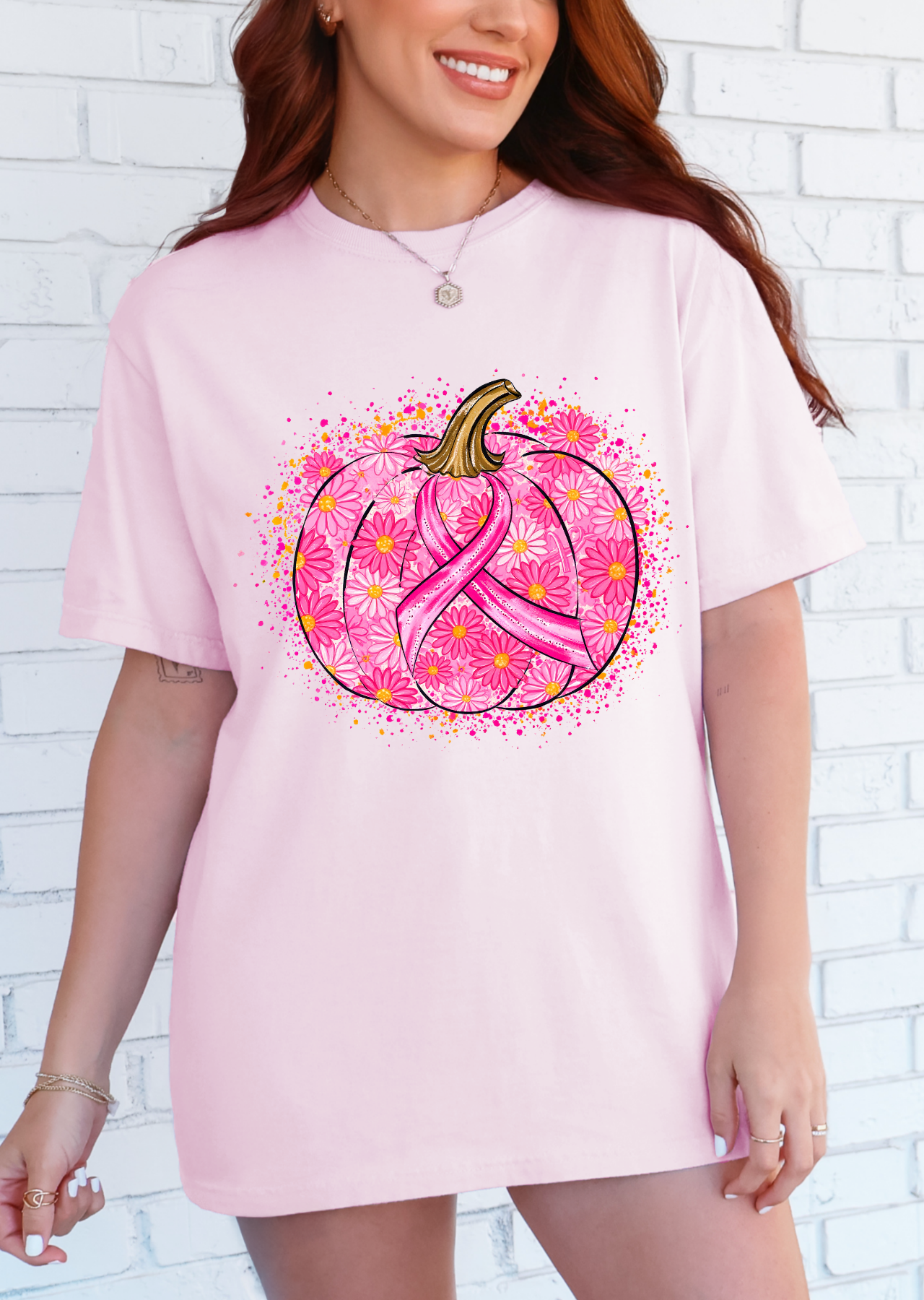 Pink Ribbon Pumpkin Tee