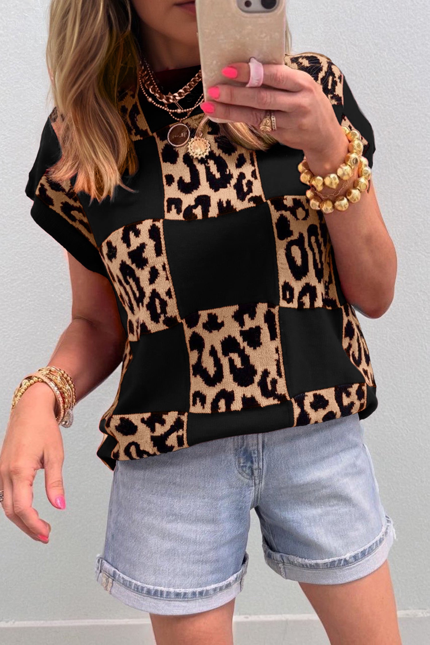 Leopard Checker Sweater WTW